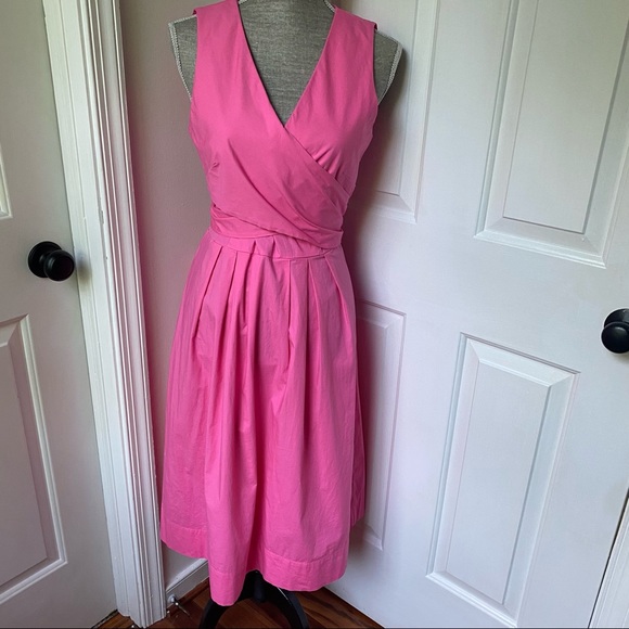 NWT J. CREW Dress V Neck Wrap Bow Dress Pink Azalea 6 - Picture 5 of 8